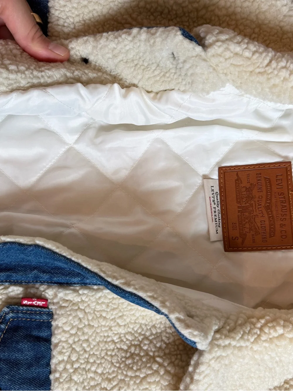 Levi's Woman’s Sherpa Denim-Trim Jacket in Cream